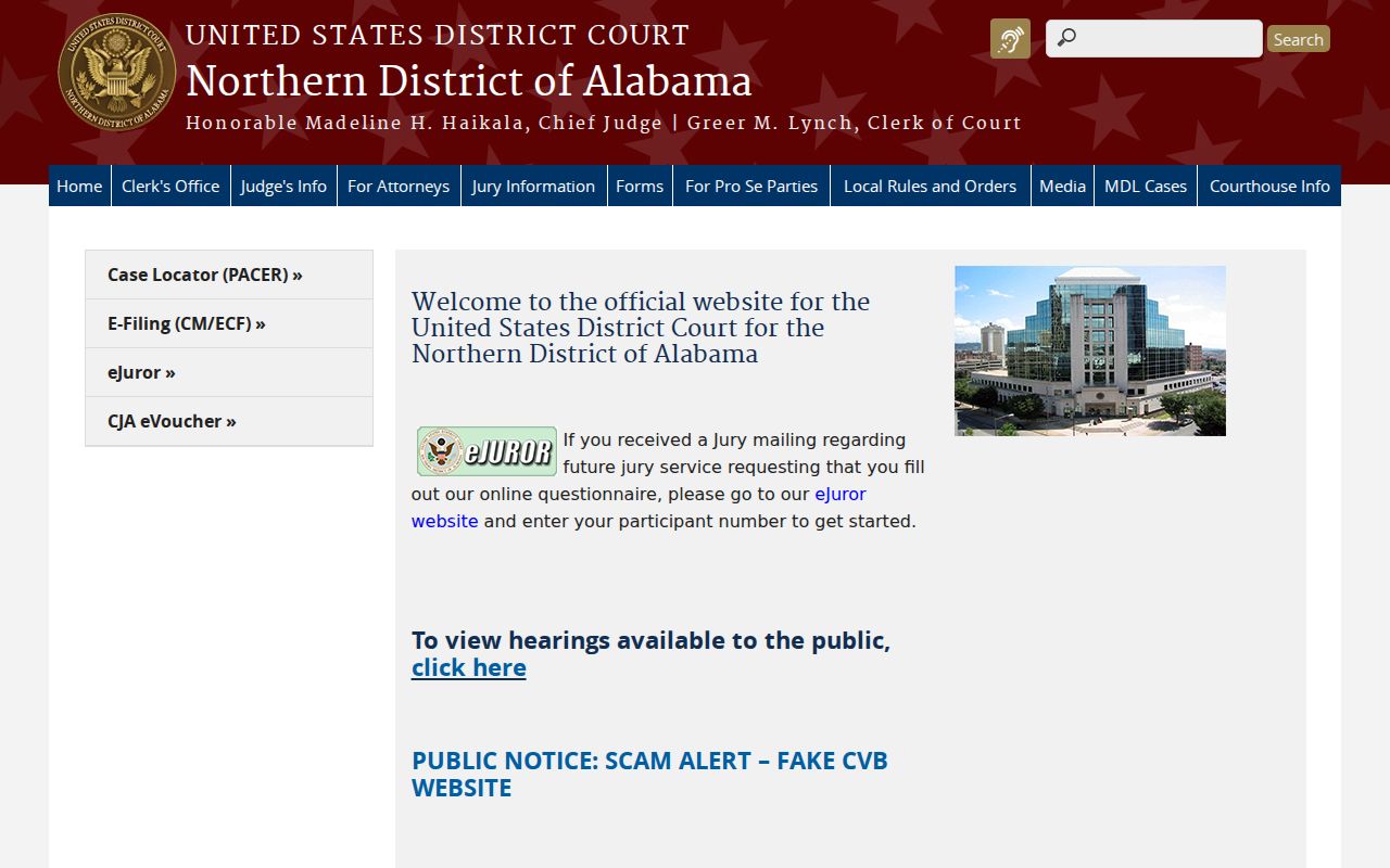 Jackson County court records federal Northern District of Alabama access