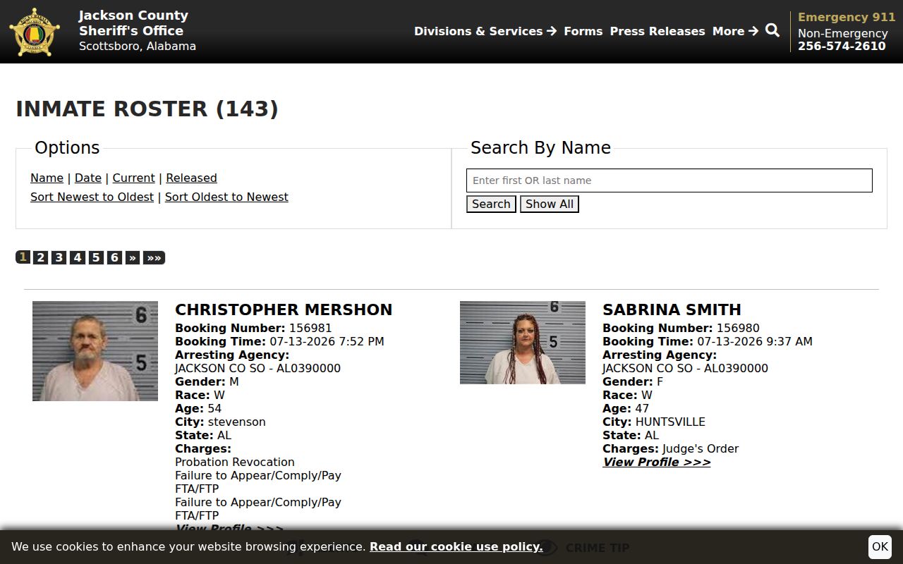 Jackson County inmate records current inmate roster