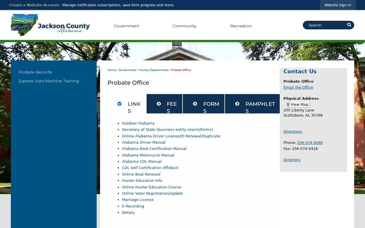 Jackson County probate records Probate Office page